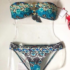 Red Carter Snakeskin Print BIKINI SWIMSUIT Small 4